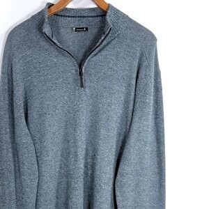 Smartwool Men's Quarter Zip Sweater Blue Heathered Wool Blend Size Large Warm